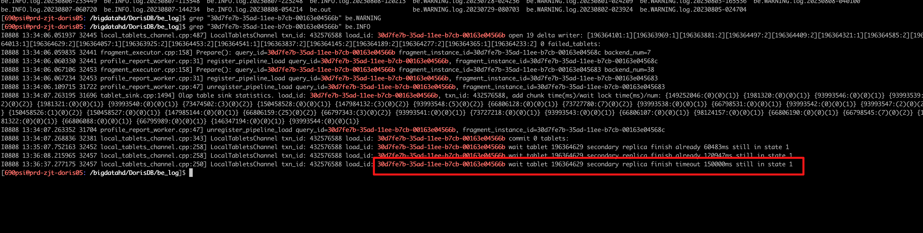  e1008 insert failed e1008 reached timeout 150000ms starrocks 
